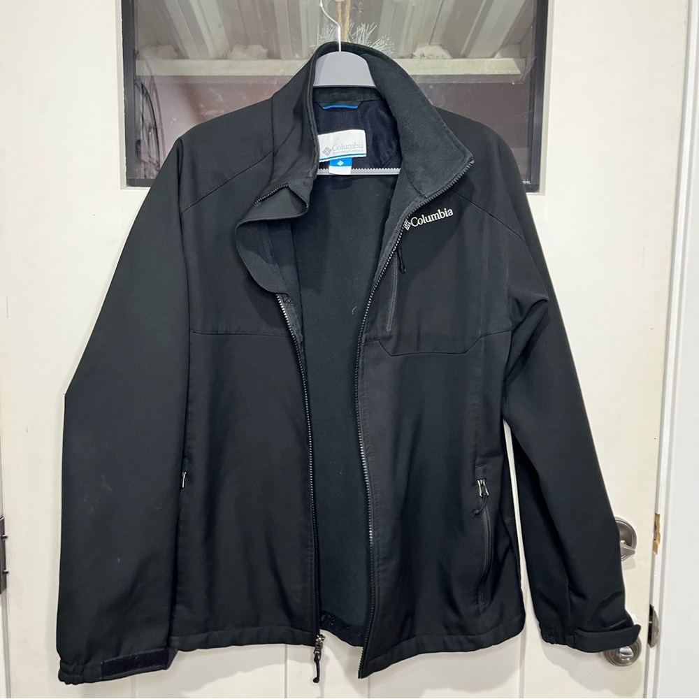 Columbia Softshell Jacket Men’s Large Black Full Zip Windbreaker - Picture 10 of 11